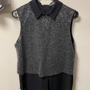 Sam Edelman Black and Gray Sequin Blouse